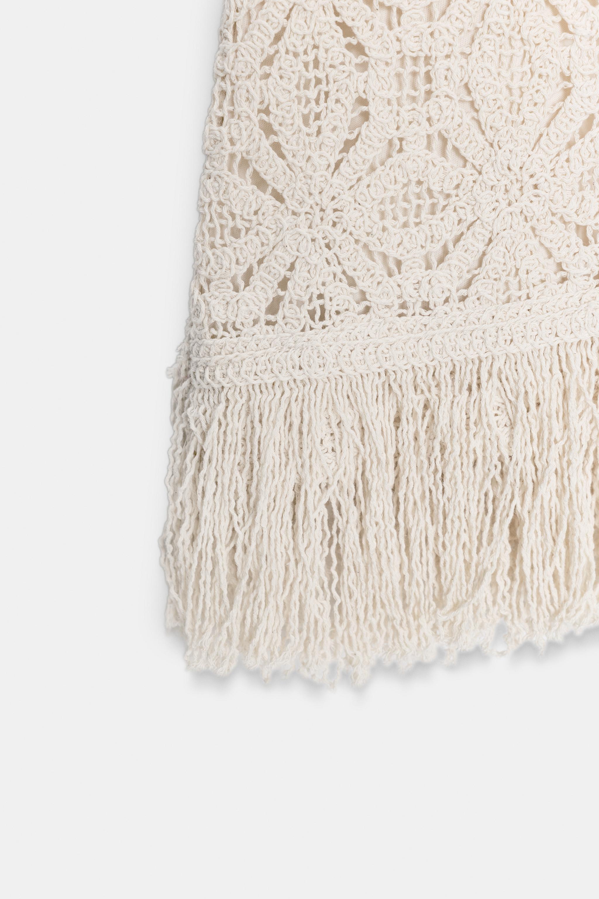FRINGED CROCHET SHORT DRESS